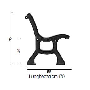 Panchina Roma 102 disegno tecnico