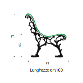 Panchina Cortona - disegno tecnico
