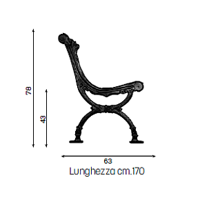 Panchina Milano - disegno tecnico