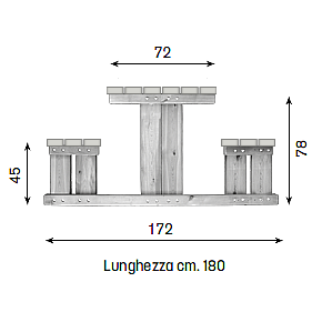 Tavolo Pic-Nic Capalbio - disegno tecnico