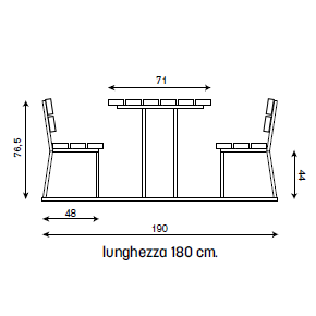 Tavolo Pic-Nic Siena Classic - disegno tecnico