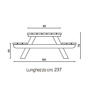 Tavolo Pic-Nic Trieste Accessibile - disegno tecnico