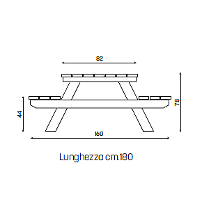 Tavolo Pic-Nic Trieste - disegno tecnico