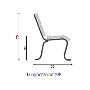 Panchina Certaldo Elegance - disegno tecnico