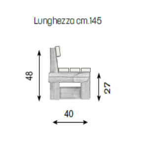 Panchina Perugia Baby - disegno tecnico