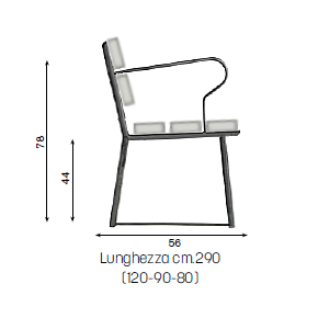 Panchina Siena Elegance Extra - disegno tecnico