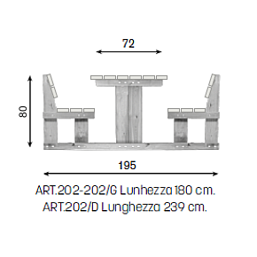 Tavolo Pic-Nic Perugia Colore Naturale Accessibile - disegno tecnico
