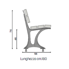 Panchina Lione Rossa - disegno tecnico