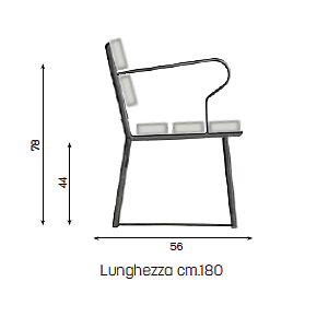 Panchina Siena Elegance Plus Corten - disegno tecnico